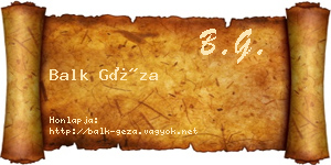 Balk Géza névjegykártya