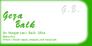 geza balk business card